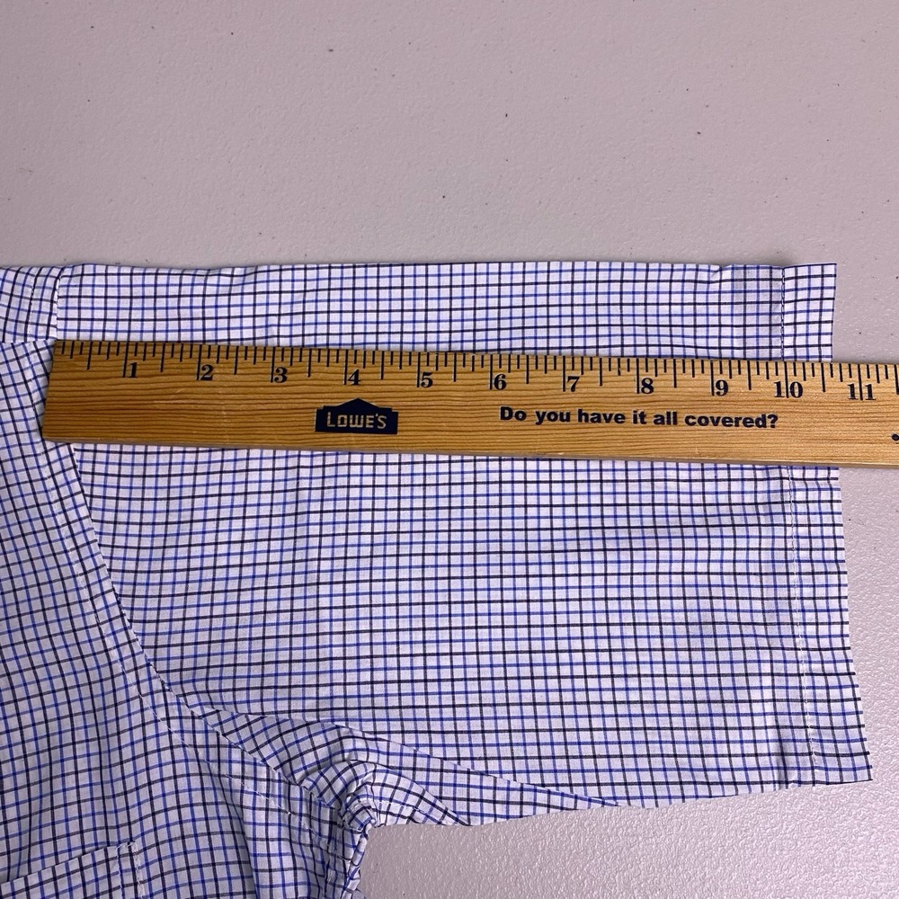 70s Brooks Brothers Shirt 14.5 Mens S/S 6 Button Down Blue Graph Check VGUC - Picture 6 of 9